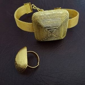 Whole set for- great price!!Gold custom necklace, bracelet,ring and earrings set